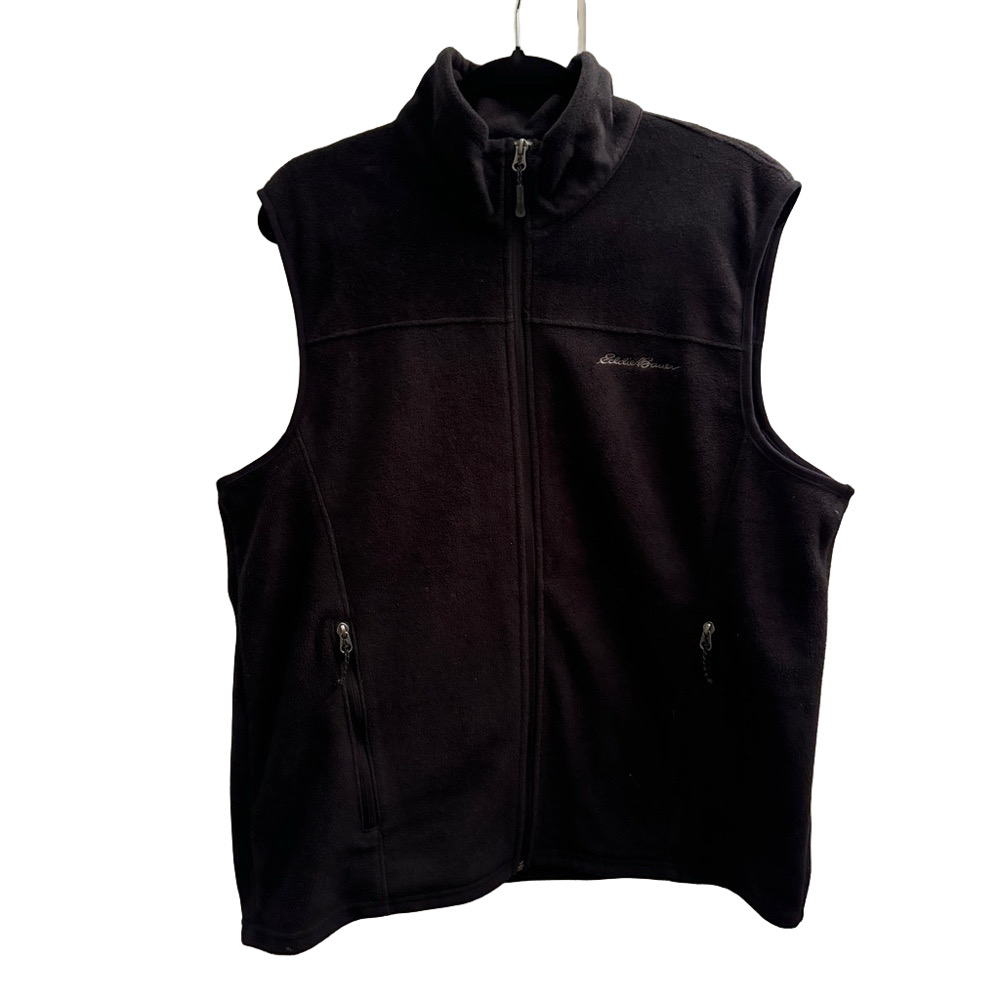 EDDIE BAUER Men's Black Fleece Vest Full Zip Size Large